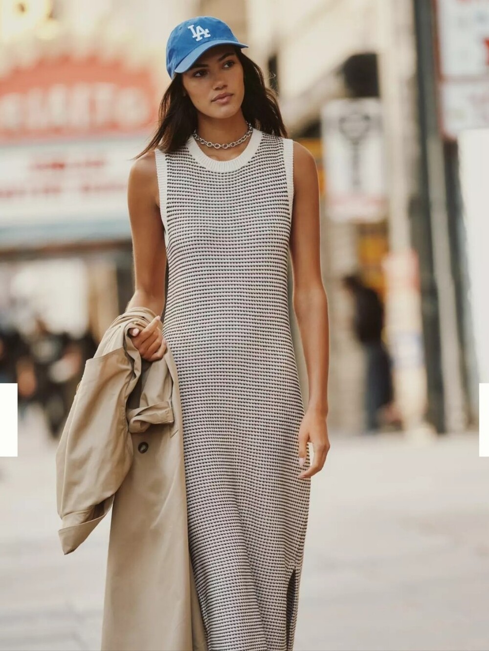 NWOT Varley Sadia Cotton Knit Midi Dress, Birch M